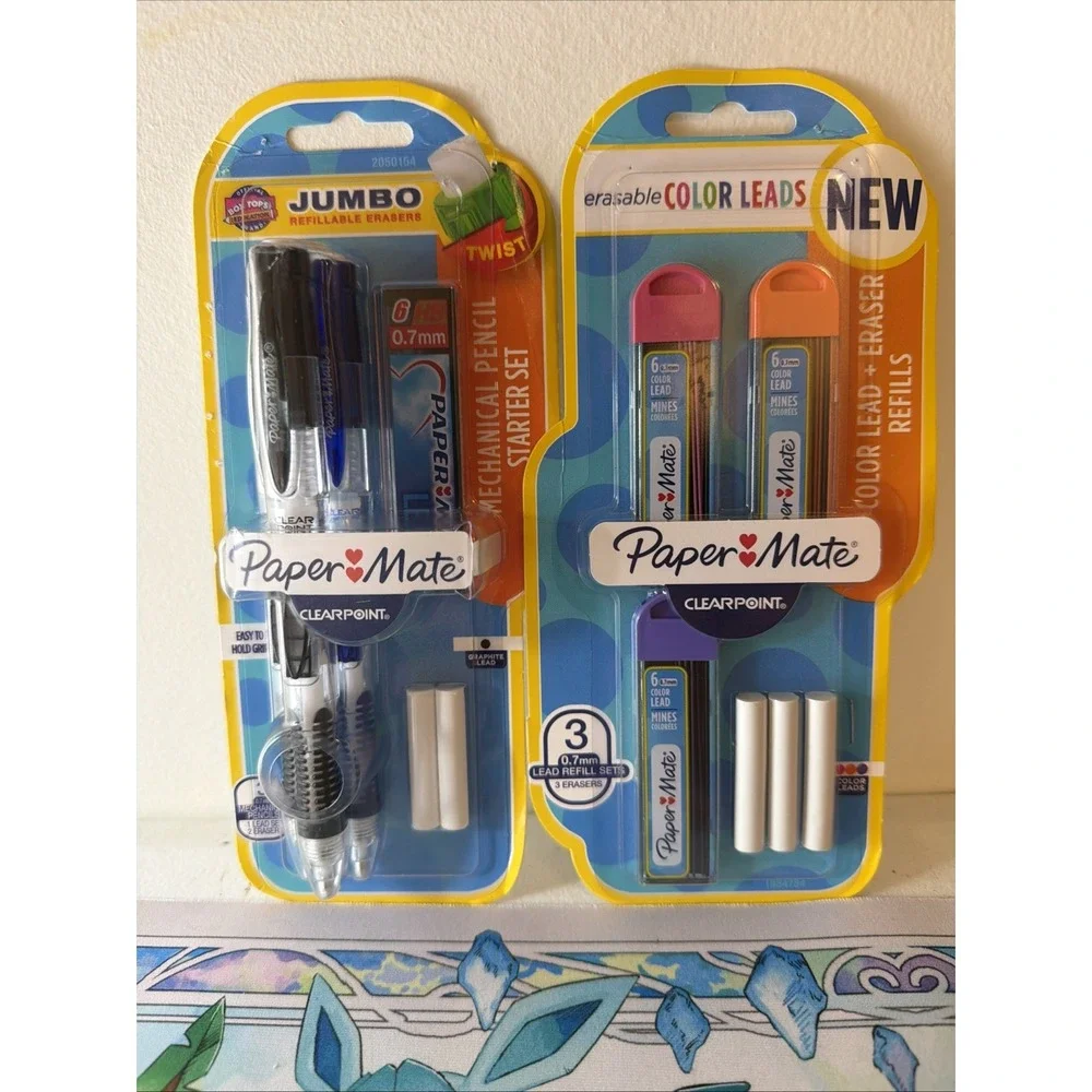 Paper Mate Clearpoint 0.7mm Mechanical Pencils Color Lead & Eraser Refills Set
